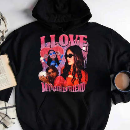 I Love My Girlfriend Custom Photo Shirt, Custom Bootleg Shirt, I Heart My Girlfriend Shirt, Boyfriends Shirt, 90s Graphic Tee, Couples Shirt-ilovevango