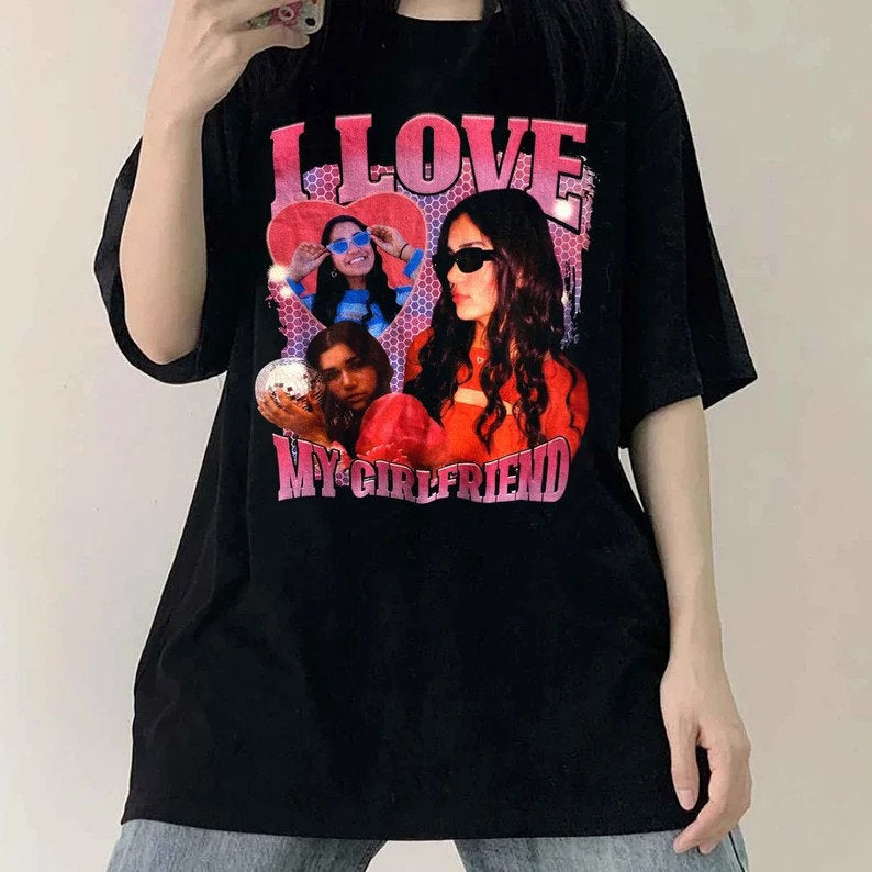 I Love My Girlfriend Custom Photo Shirt, Custom Bootleg Shirt, I Heart My Girlfriend Shirt, Boyfriends Shirt, 90s Graphic Tee, Couples Shirt-ilovevango