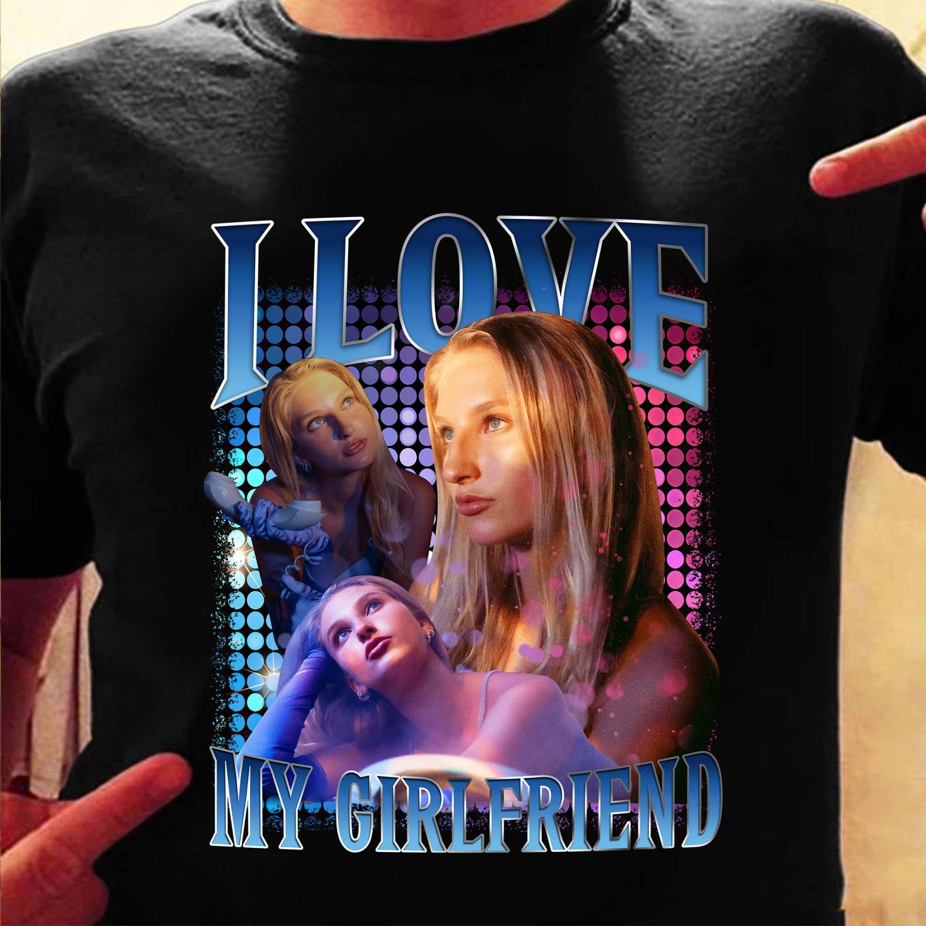 I Love My Girlfriend Custom Photo T-Shirt, Custom Bootleg T-Shirt, Valentines Shirt, Boyfriends Shirt, 90s Graphic Tee, Couples Shirt-ilovevango
