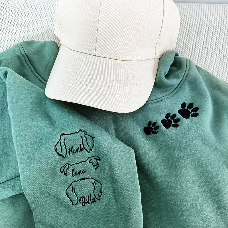 Custom Embroidered Pet Sweatshirts,Pet Lover Gifts,Embroidered With Dog Ear Outline,Dog Embroidered Sweatshirt, Dog Dad Hoodie Personalized-ilovevango
