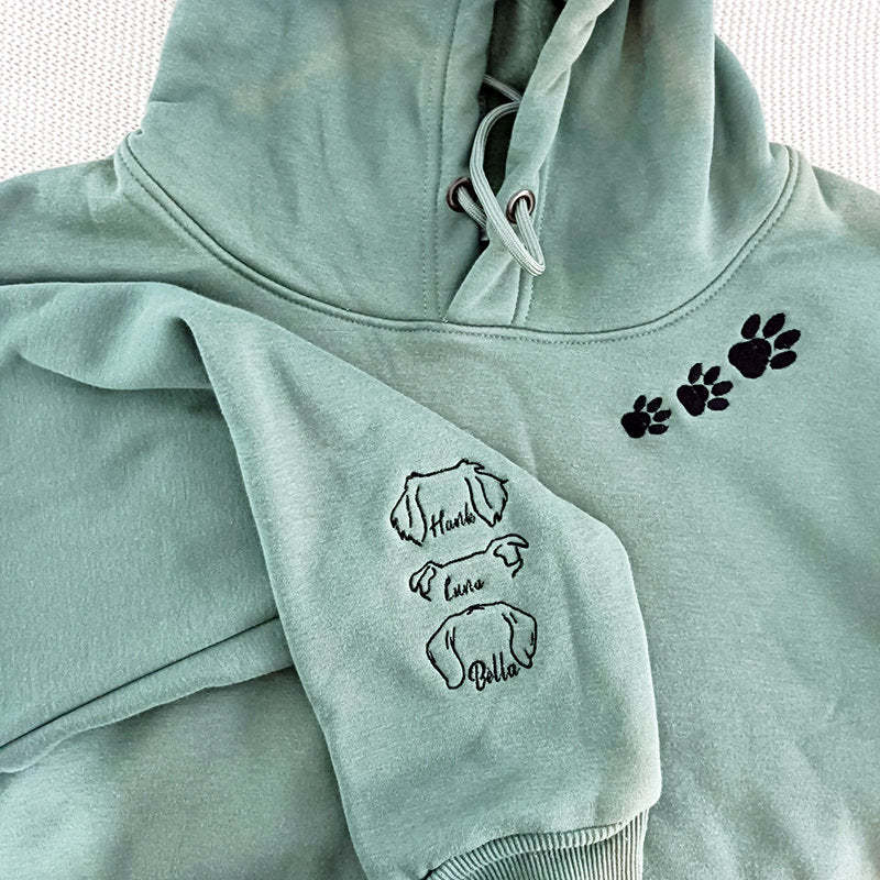 Custom Embroidered Pet Sweatshirts,Pet Lover Gifts,Embroidered With Dog Ear Outline,Dog Embroidered Sweatshirt, Dog Dad Hoodie Personalized-ilovevango
