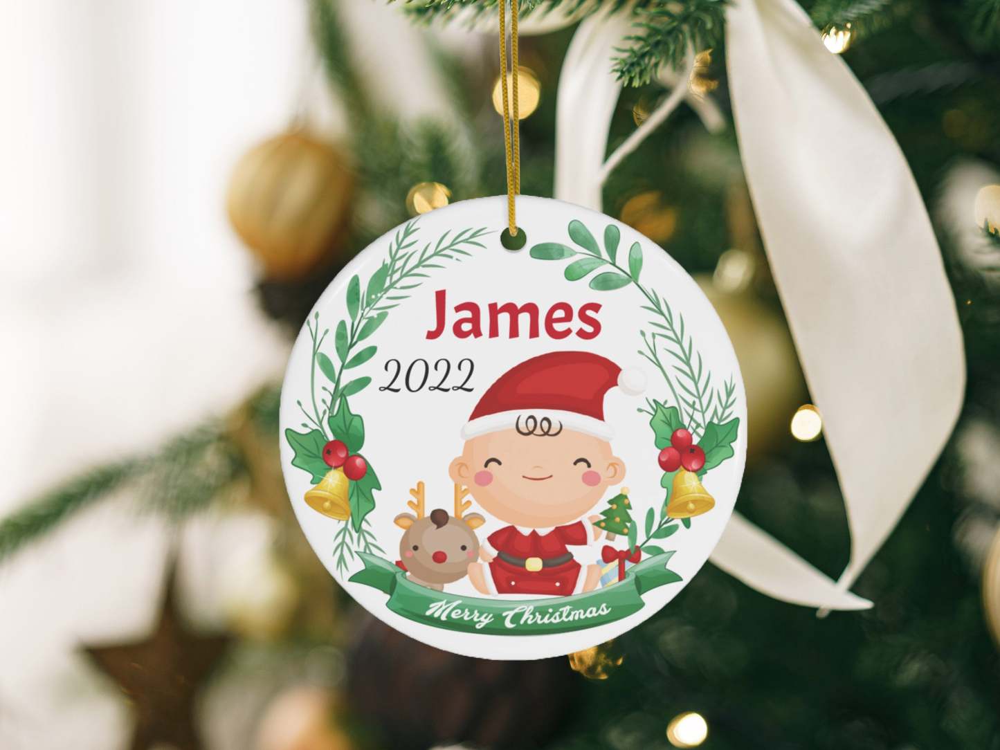 Babys First Christmas Ornament 2023, Custom Ceramic Baby Ornament, Personalized New Baby Gift