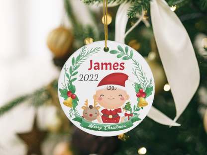 Babys First Christmas Ornament 2023, Custom Ceramic Baby Ornament, Personalized New Baby Gift