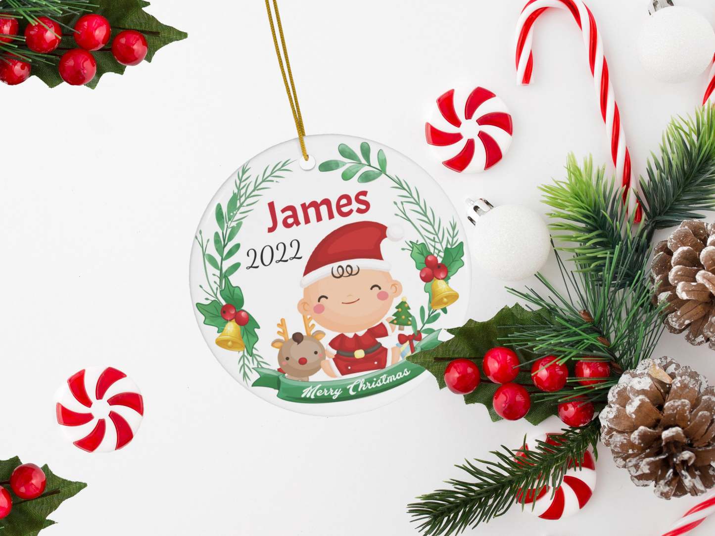 Babys First Christmas Ornament 2023, Custom Ceramic Baby Ornament, Personalized New Baby Gift