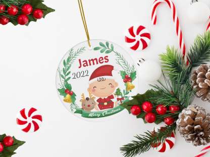 Babys First Christmas Ornament 2023, Custom Ceramic Baby Ornament, Personalized New Baby Gift