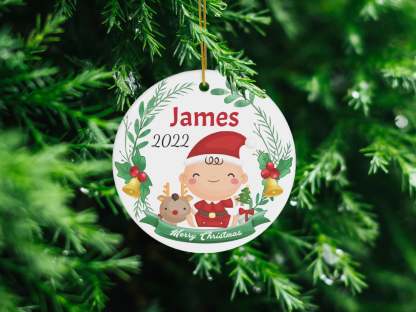 Babys First Christmas Ornament 2023, Custom Ceramic Baby Ornament, Personalized New Baby Gift