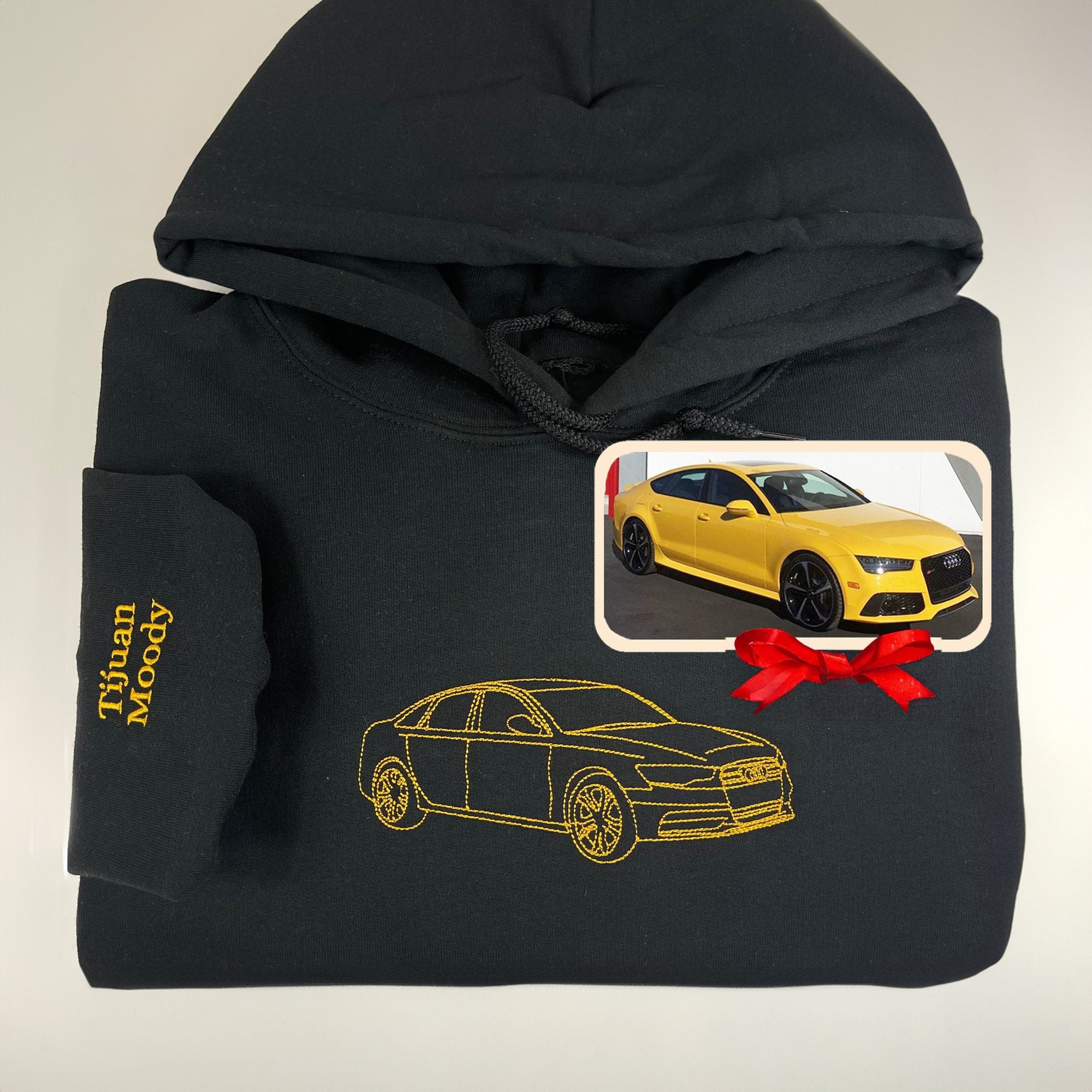 Custom Embroidered Car Outline Sweatshirt from Your Photo, Car Hoodie Classic Cars Shirt, Christmas Gift for Dad-ilovevango
