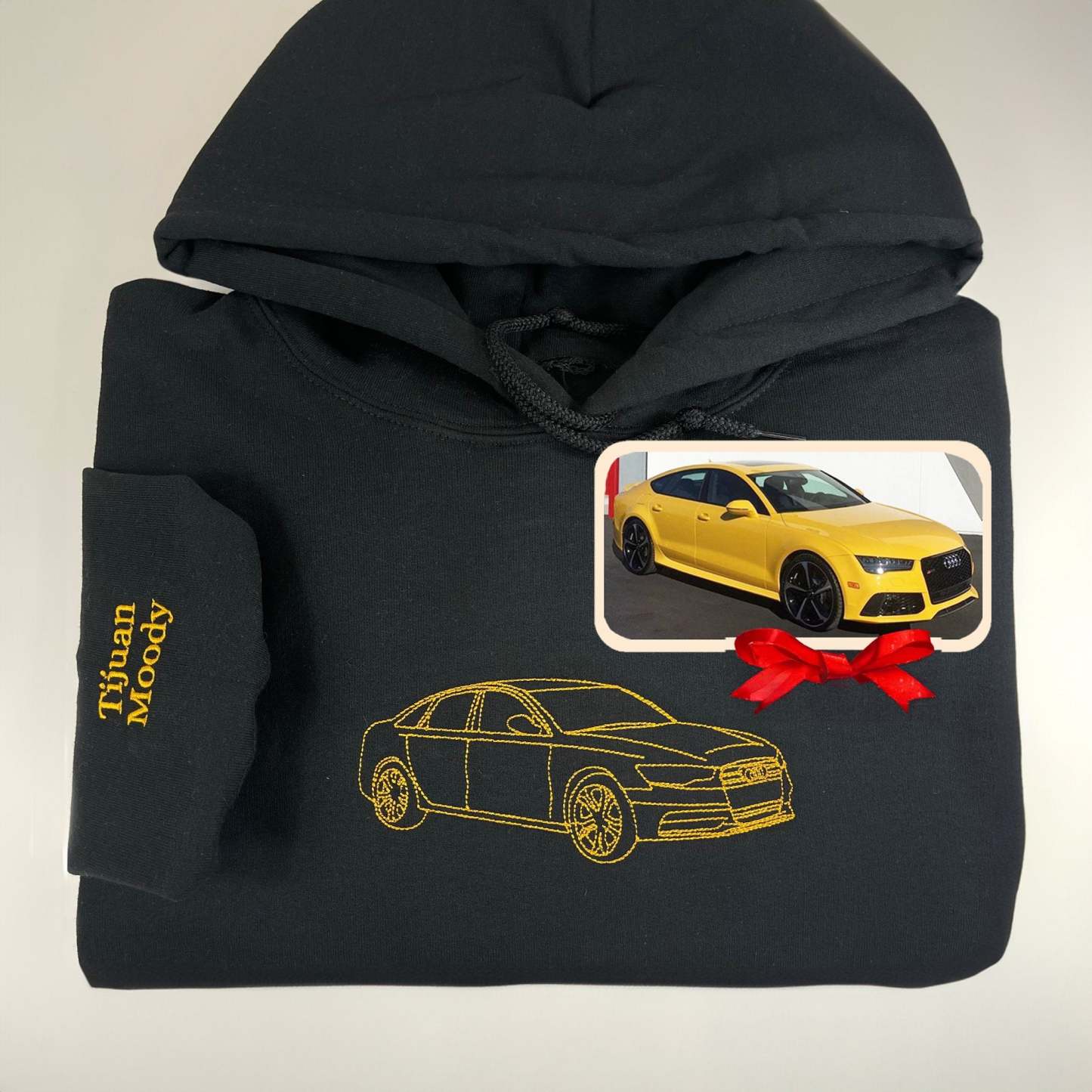 Custom Embroidered Car Outline Sweatshirt from Your Photo, Car Hoodie Classic Cars Shirt, Christmas Gift for Dad-ilovevango