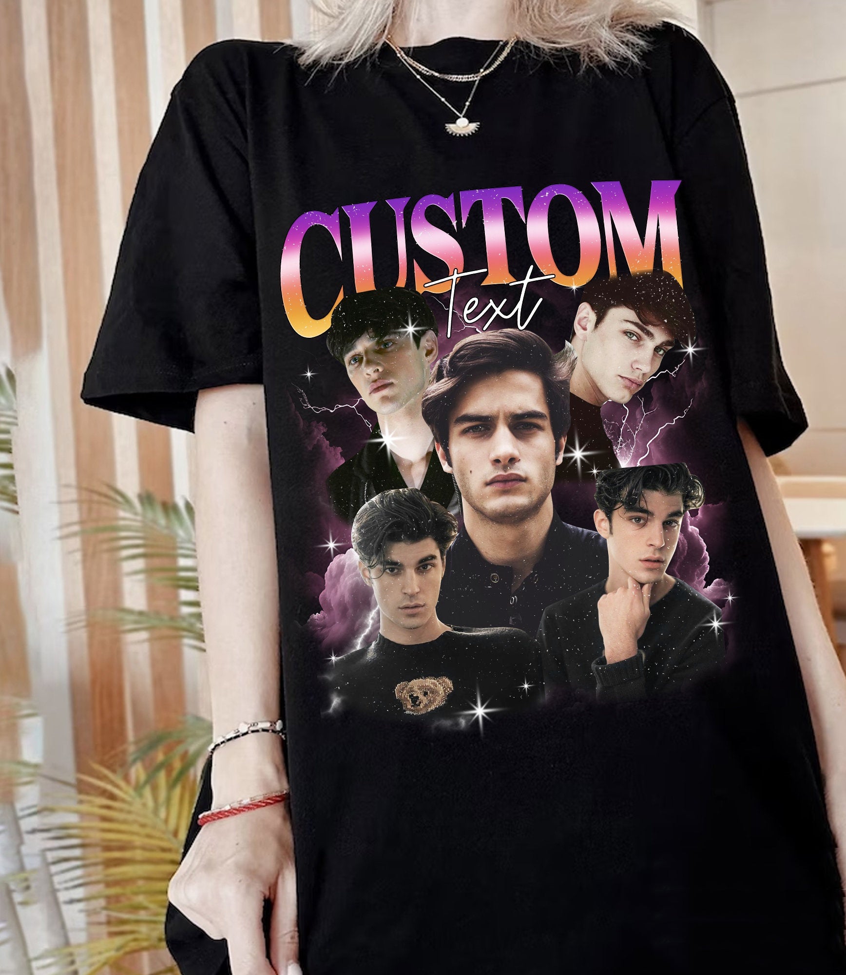 Custom Photo Couple T-shirt, Retro Collage Photo Shirt, 90s Retro Shirt, Personalized Girlfriend Boyfriend Shirt-ilovevango