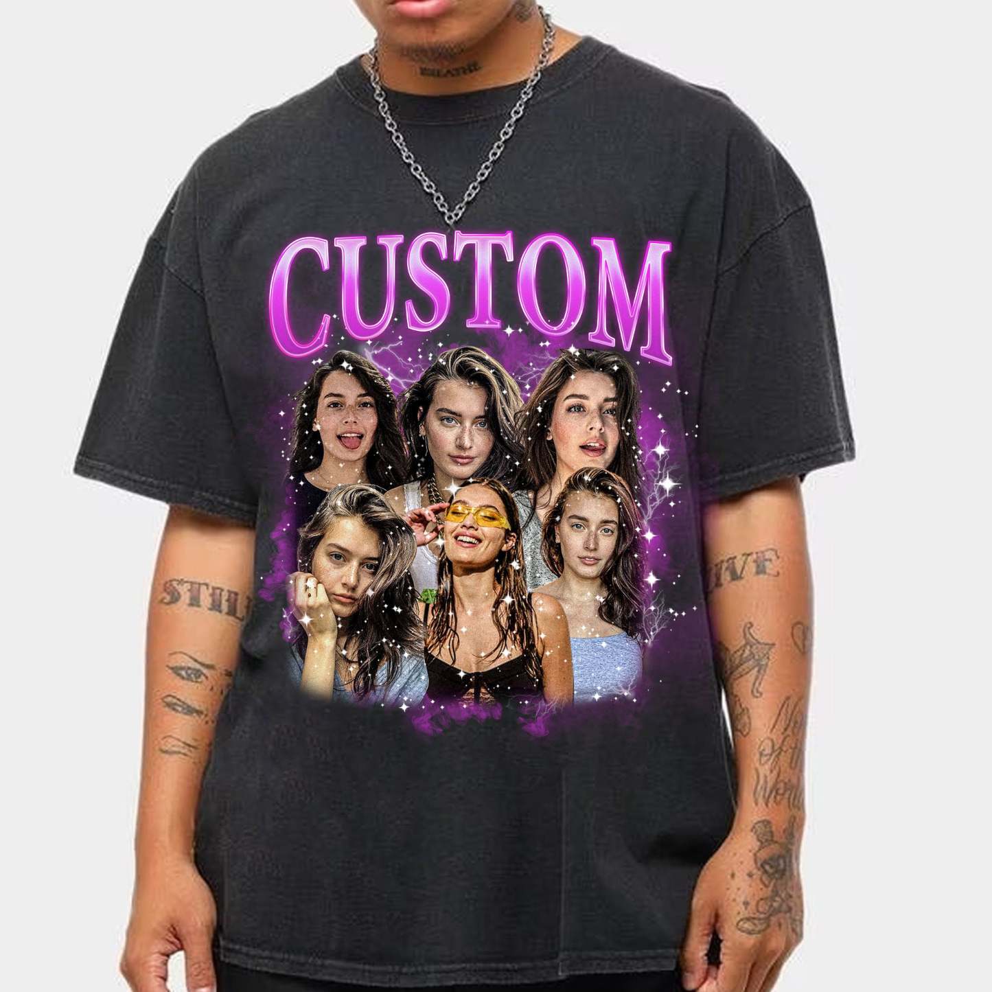 90s Vintage Bootleg Custom Your Own Bootleg Vintage Retro T-shirt, Custom Face T-shirt, Custom Photo T-shirt, Custom Girlfriend Valentine-ilovevango