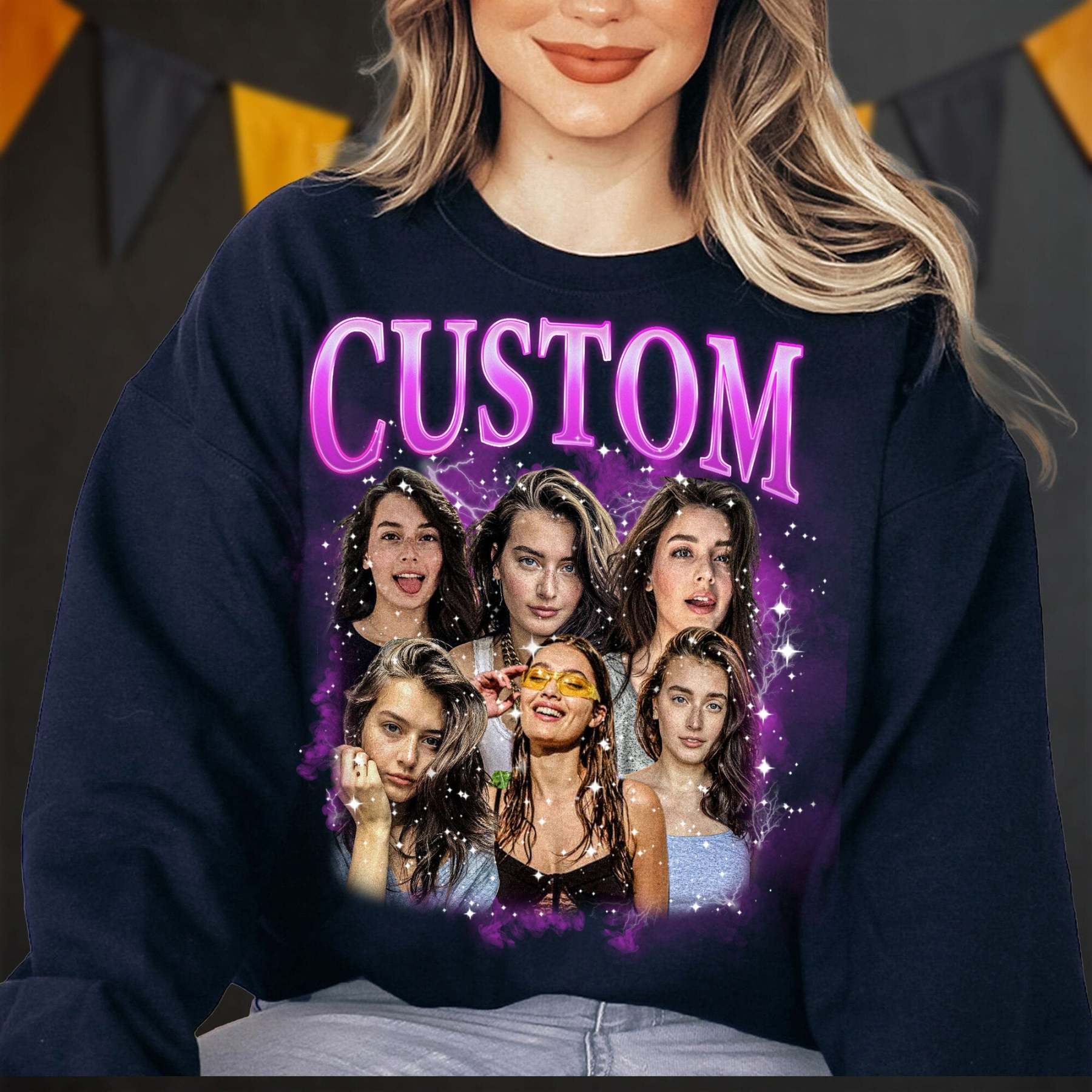 90s Vintage Bootleg Custom Your Own Bootleg Vintage Retro Sweatshirt, Custom Face Sweatshirt, Custom Photo Sweatshirt, Custom Girlfriend Valentine-ilovevango