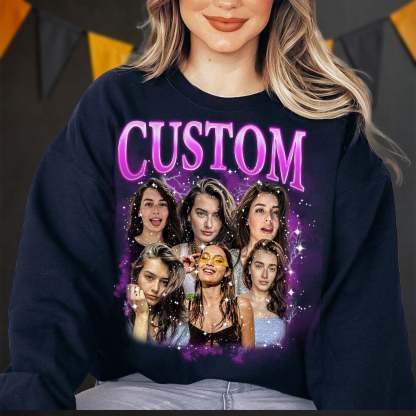 90s Vintage Bootleg Custom Your Own Bootleg Vintage Retro Sweatshirt, Custom Face Sweatshirt, Custom Photo Sweatshirt, Custom Girlfriend Valentine-ilovevango