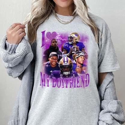Custom Bootleg Rap Tee, I Love My Boyfriend Custom Photo Shirt, 90s Graphic Tee, I Heart My Boyfriend Shirt, Girlfriend Shirt, Couples Shirt-ilovevango