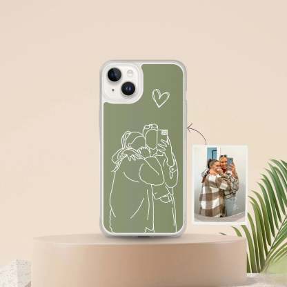 Custom Line Art iPhone Case - Personalized Gift for Him and Her - Unique Couple Portrait - Anniversary or Birthday Present iPhone cover-ilovevango
