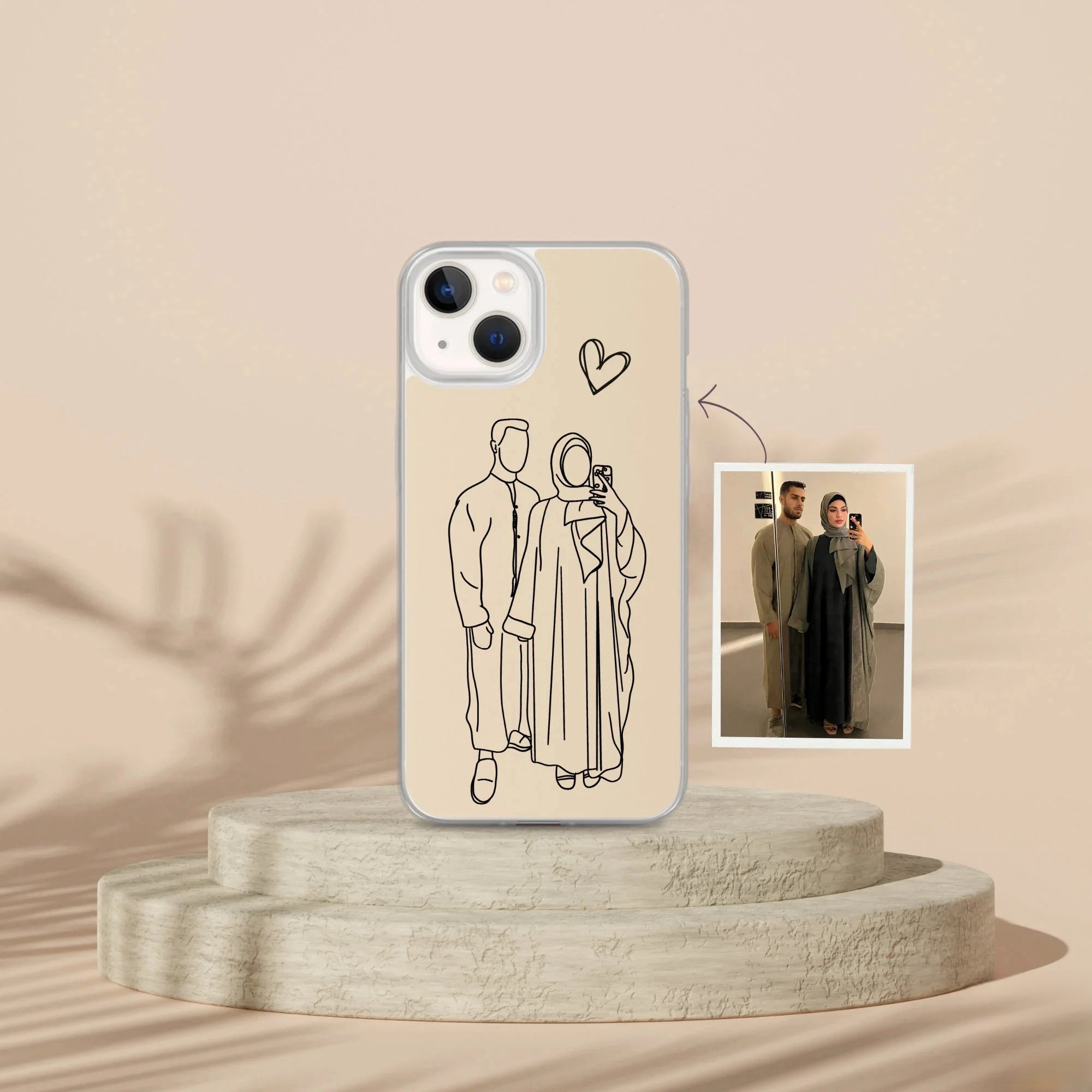 Custom Line Art iPhone Case - Personalized Gift for Him and Her - Unique Couple Portrait - Anniversary or Birthday Present iPhone cover-ilovevango