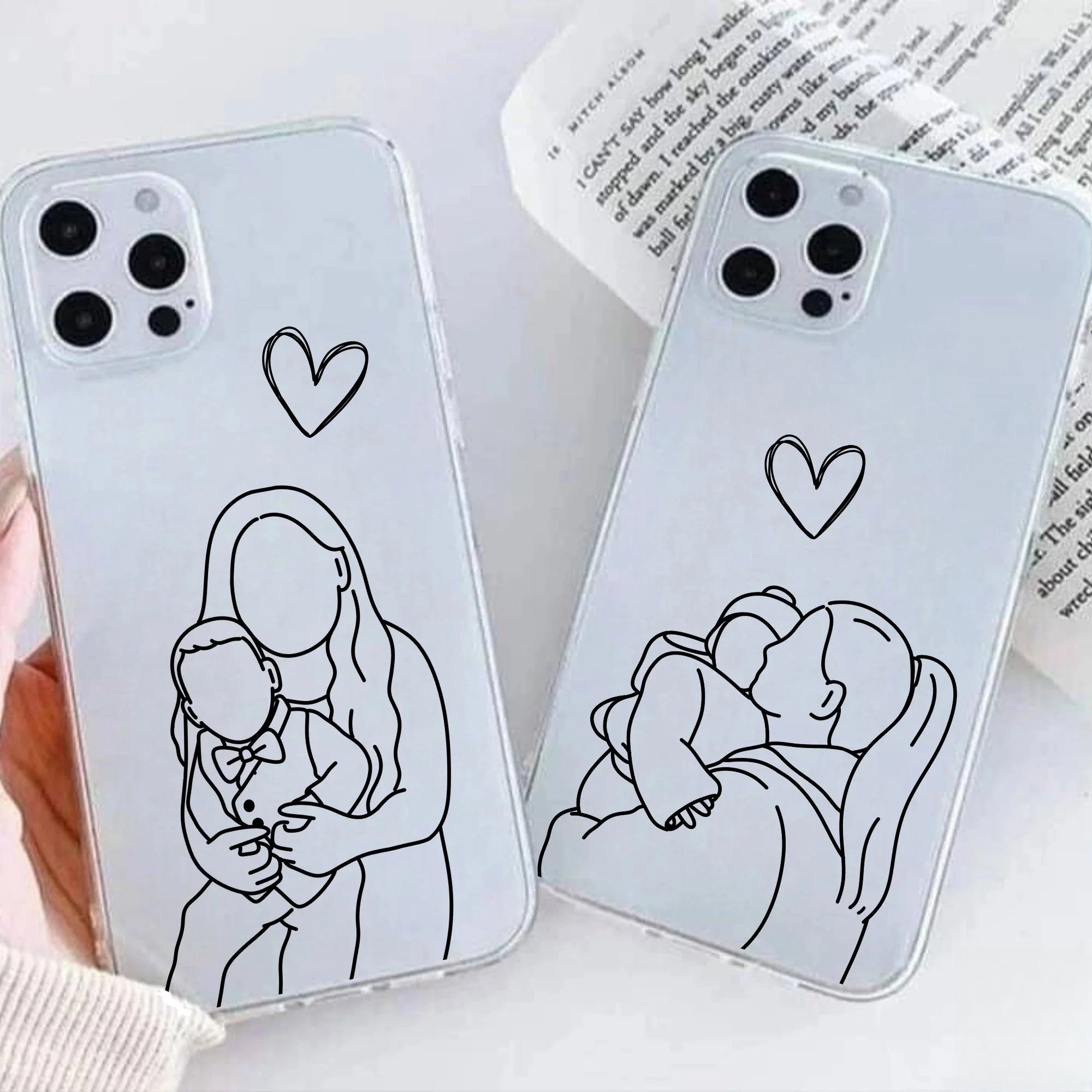 Custom Line Art iPhone Case - Personalized Gift for Him and Her - Unique Couple Portrait - Anniversary or Birthday Present iPhone cover-ilovevango