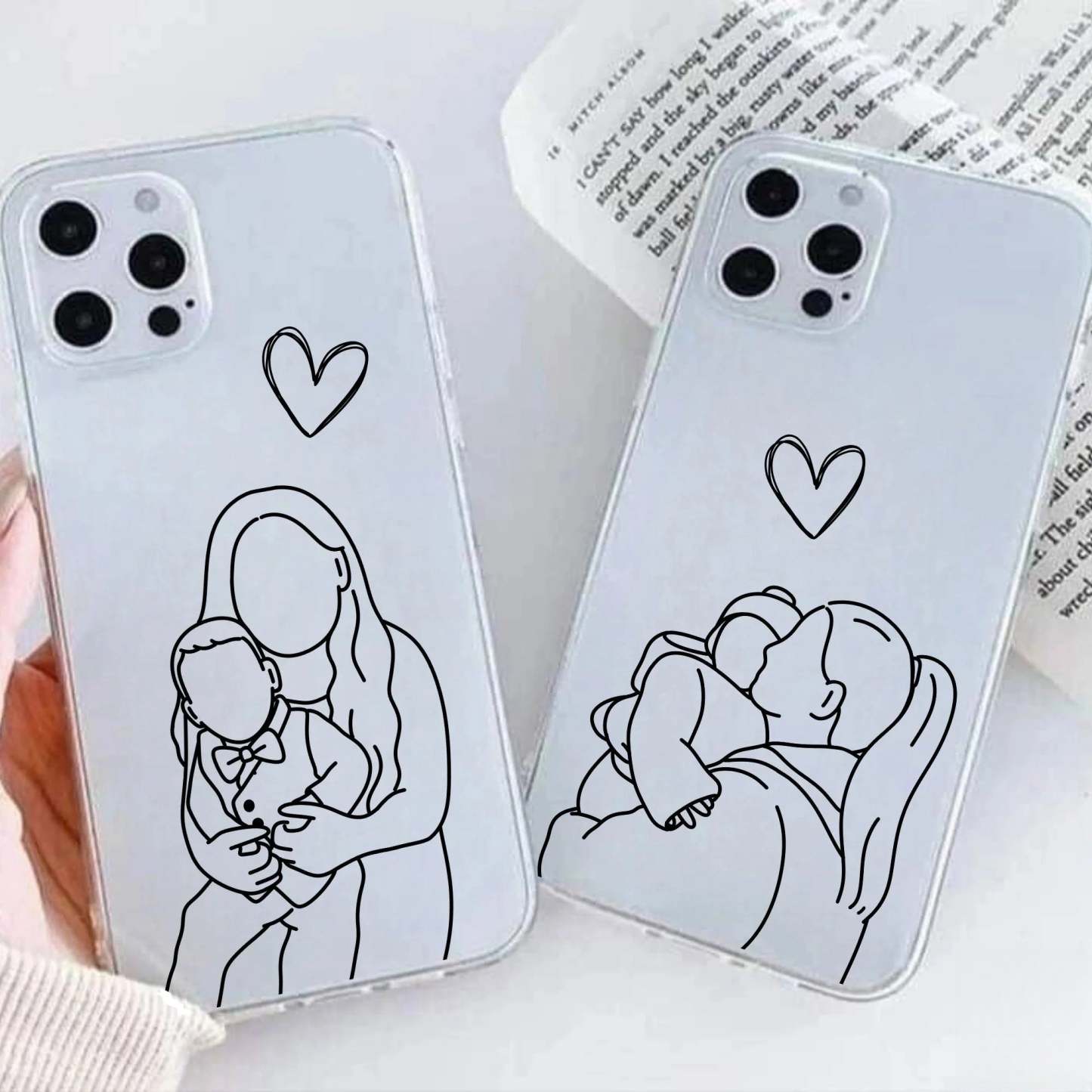 Custom Line Art iPhone Case - Personalized Gift for Him and Her - Unique Couple Portrait - Anniversary or Birthday Present iPhone cover-ilovevango