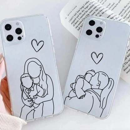 Custom Line Art iPhone Case - Personalized Gift for Him and Her - Unique Couple Portrait - Anniversary or Birthday Present iPhone cover-ilovevango