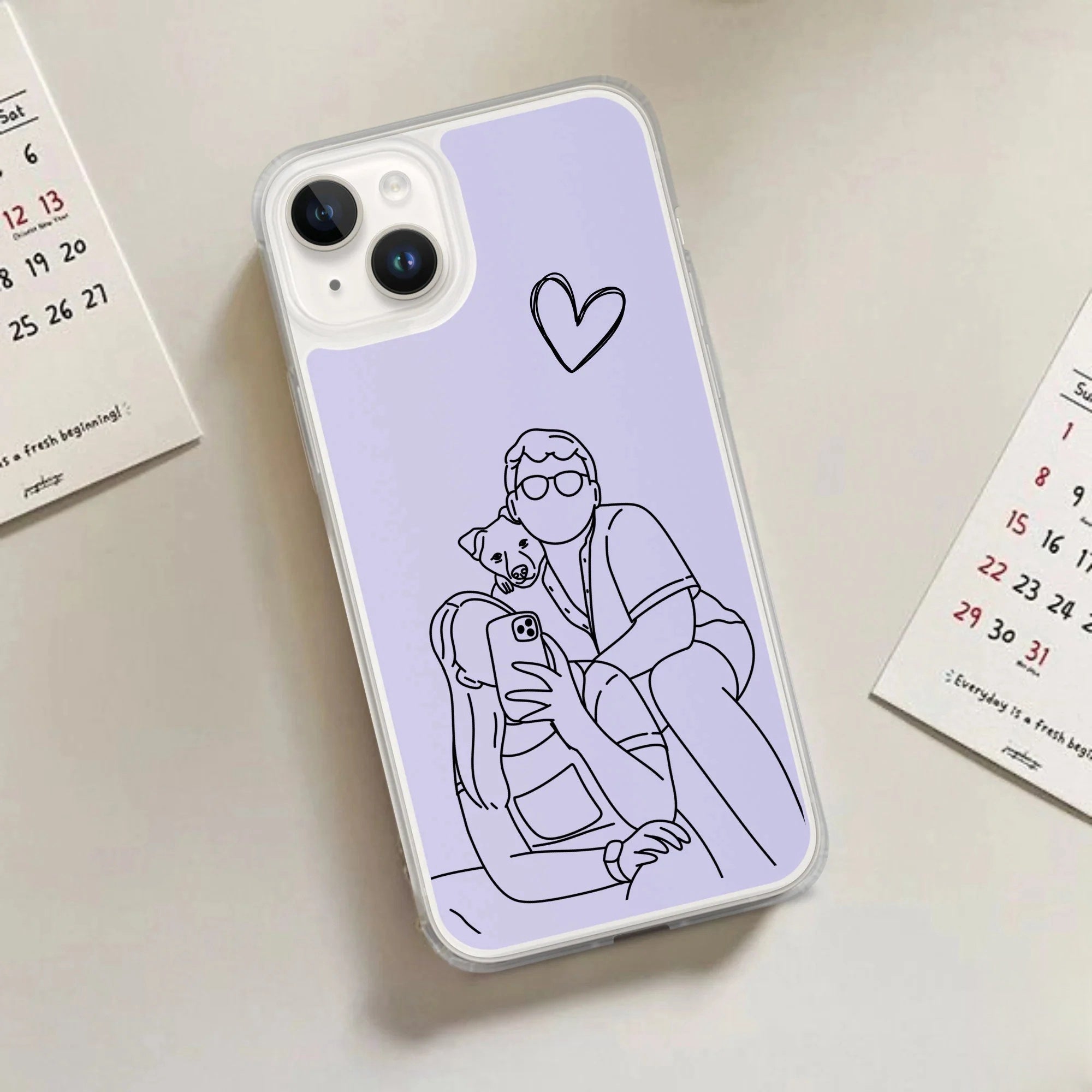 Custom Line Art iPhone Case - Personalized Gift for Him and Her - Unique Couple Portrait - Anniversary or Birthday Present iPhone cover-ilovevango