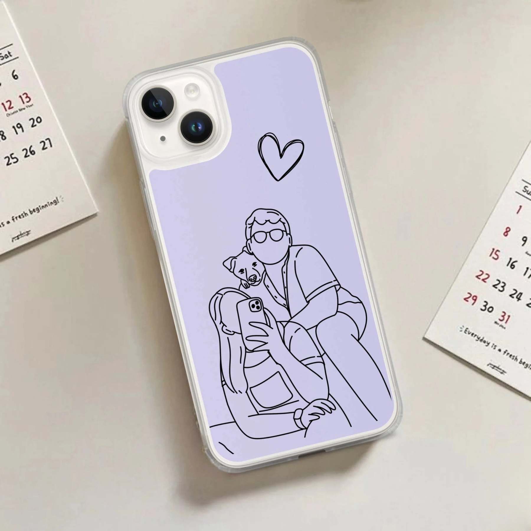 Custom Line Art iPhone Case - Personalized Gift for Him and Her - Unique Couple Portrait - Anniversary or Birthday Present iPhone cover-ilovevango