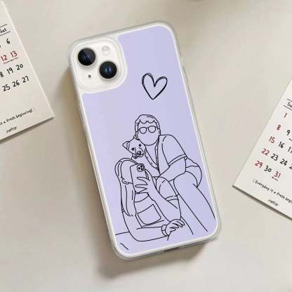 Custom Line Art iPhone Case - Personalized Gift for Him and Her - Unique Couple Portrait - Anniversary or Birthday Present iPhone cover-ilovevango