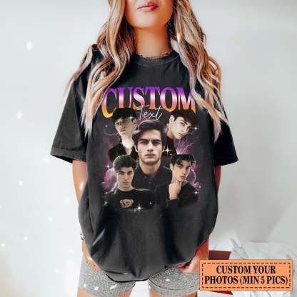 Custom Photo Couple T-shirt, Retro Collage Photo Shirt, 90s Retro Shirt, Personalized Girlfriend Boyfriend Shirt-ilovevango