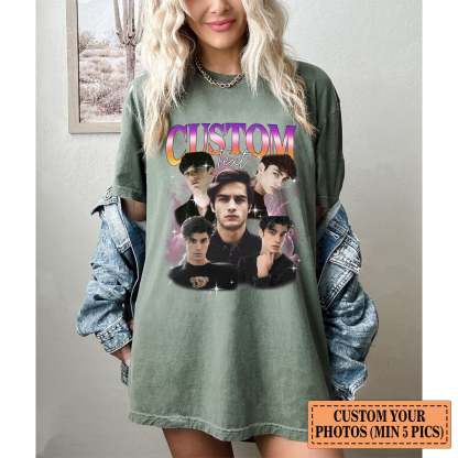 Custom Photo Couple T-shirt, Retro Collage Photo Shirt, 90s Retro Shirt, Personalized Girlfriend Boyfriend Shirt-ilovevango