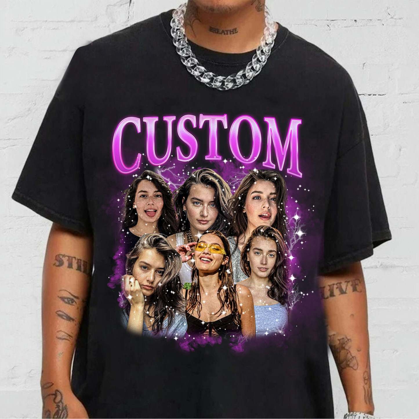 90s Vintage Bootleg Custom Your Own Bootleg Vintage Retro T-shirt, Custom Face T-shirt, Custom Photo T-shirt, Custom Girlfriend Valentine-ilovevango