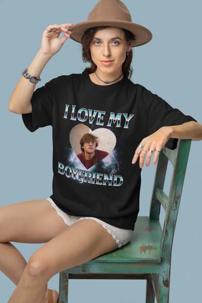 I Love My Boyfriend Custom Photo Shirt, 90s Vintage Bootleg, Valentines T-Shirt, Valentine Shirts, Valentines Gift-ilovevango