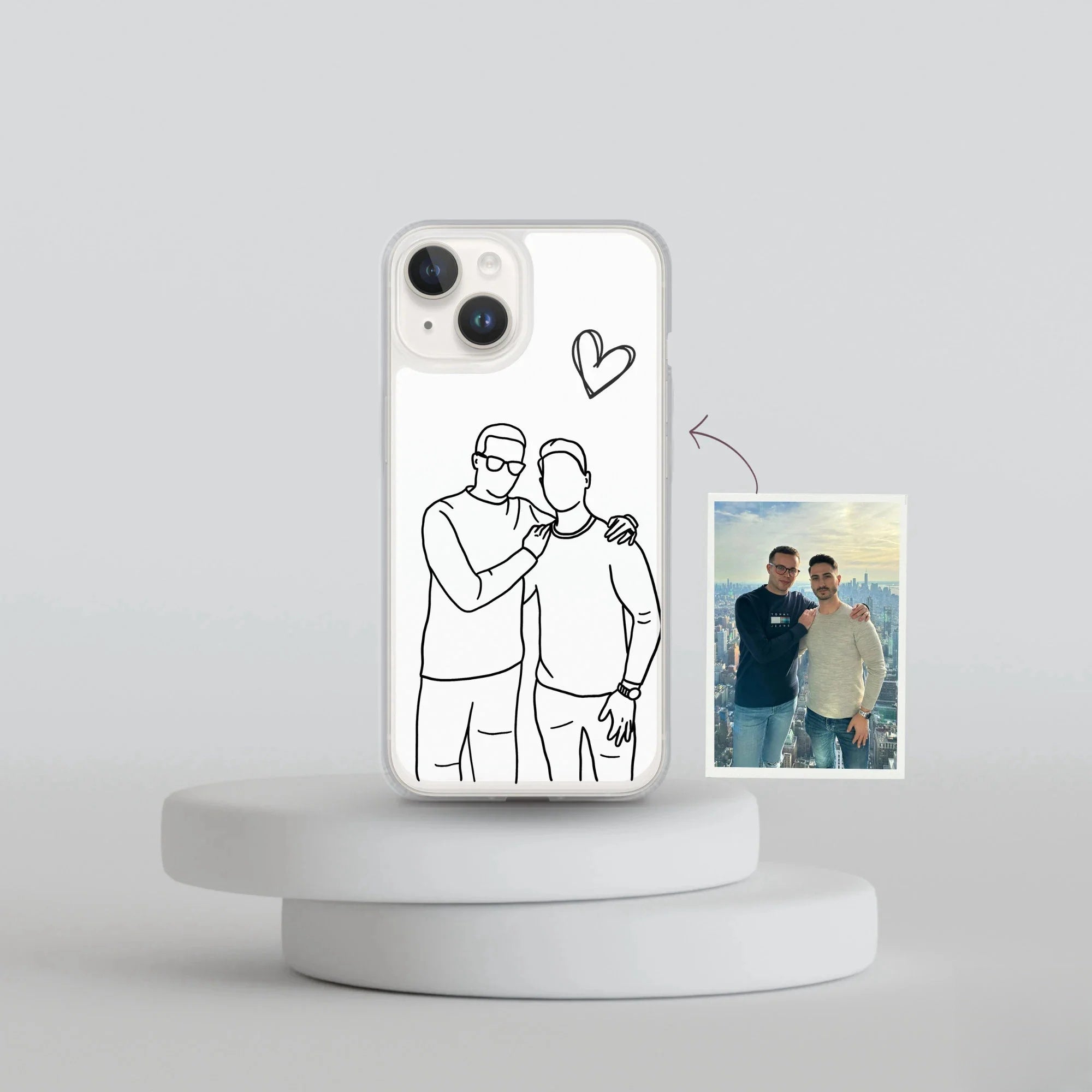 Custom Line Art iPhone Case - Personalized Gift for Him and Her - Unique Couple Portrait - Anniversary or Birthday Present iPhone cover-ilovevango