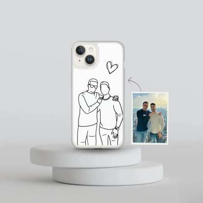 Custom Line Art iPhone Case - Personalized Gift for Him and Her - Unique Couple Portrait - Anniversary or Birthday Present iPhone cover-ilovevango