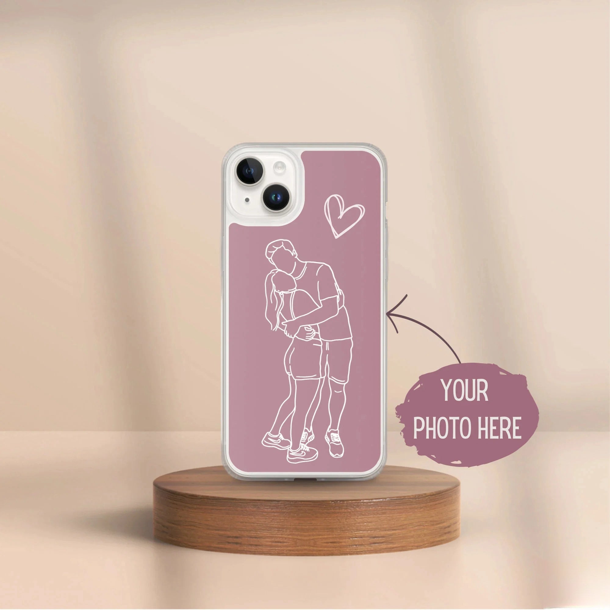 Custom Line Art iPhone Case - Personalized Gift for Him and Her - Unique Couple Portrait - Anniversary or Birthday Present iPhone cover-ilovevango