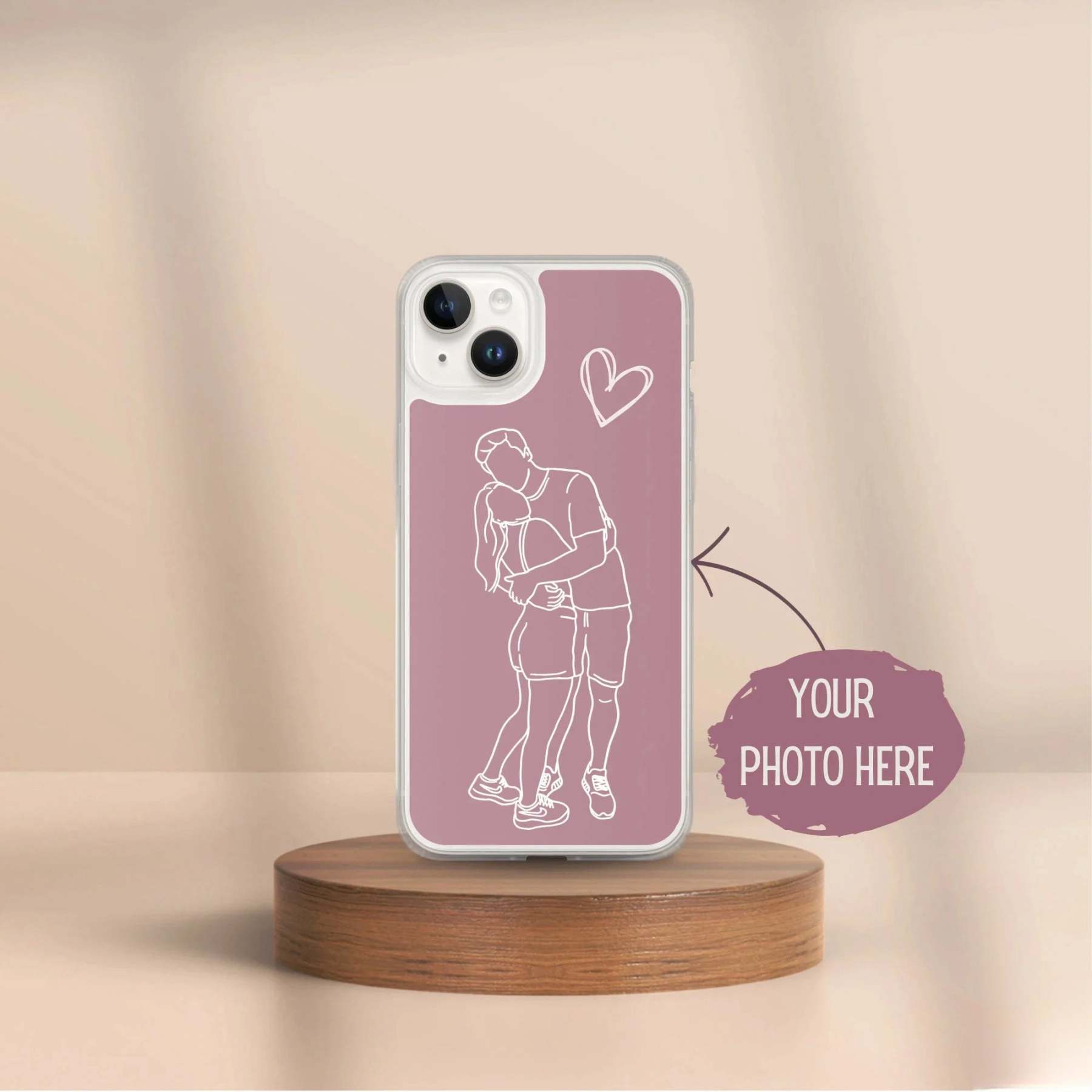 Custom Line Art iPhone Case - Personalized Gift for Him and Her - Unique Couple Portrait - Anniversary or Birthday Present iPhone cover-ilovevango