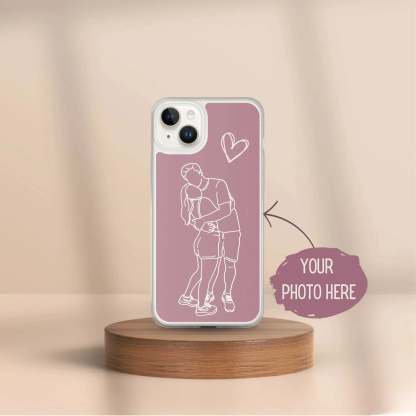 Custom Line Art iPhone Case - Personalized Gift for Him and Her - Unique Couple Portrait - Anniversary or Birthday Present iPhone cover-ilovevango