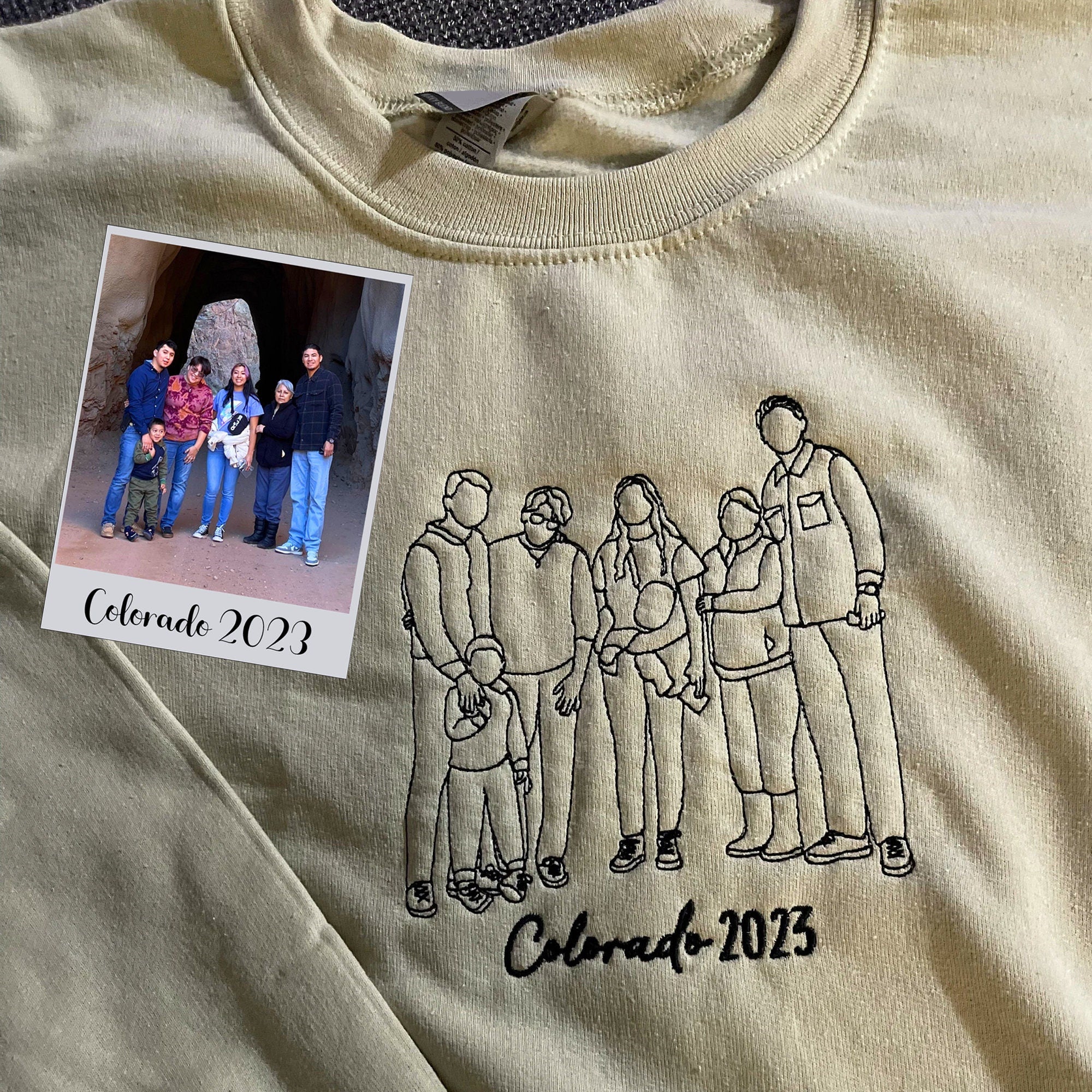 Custom Valentine's Day Couple Embroidered Portrait Photo Sweatshirt | Couple Anniversary Gift