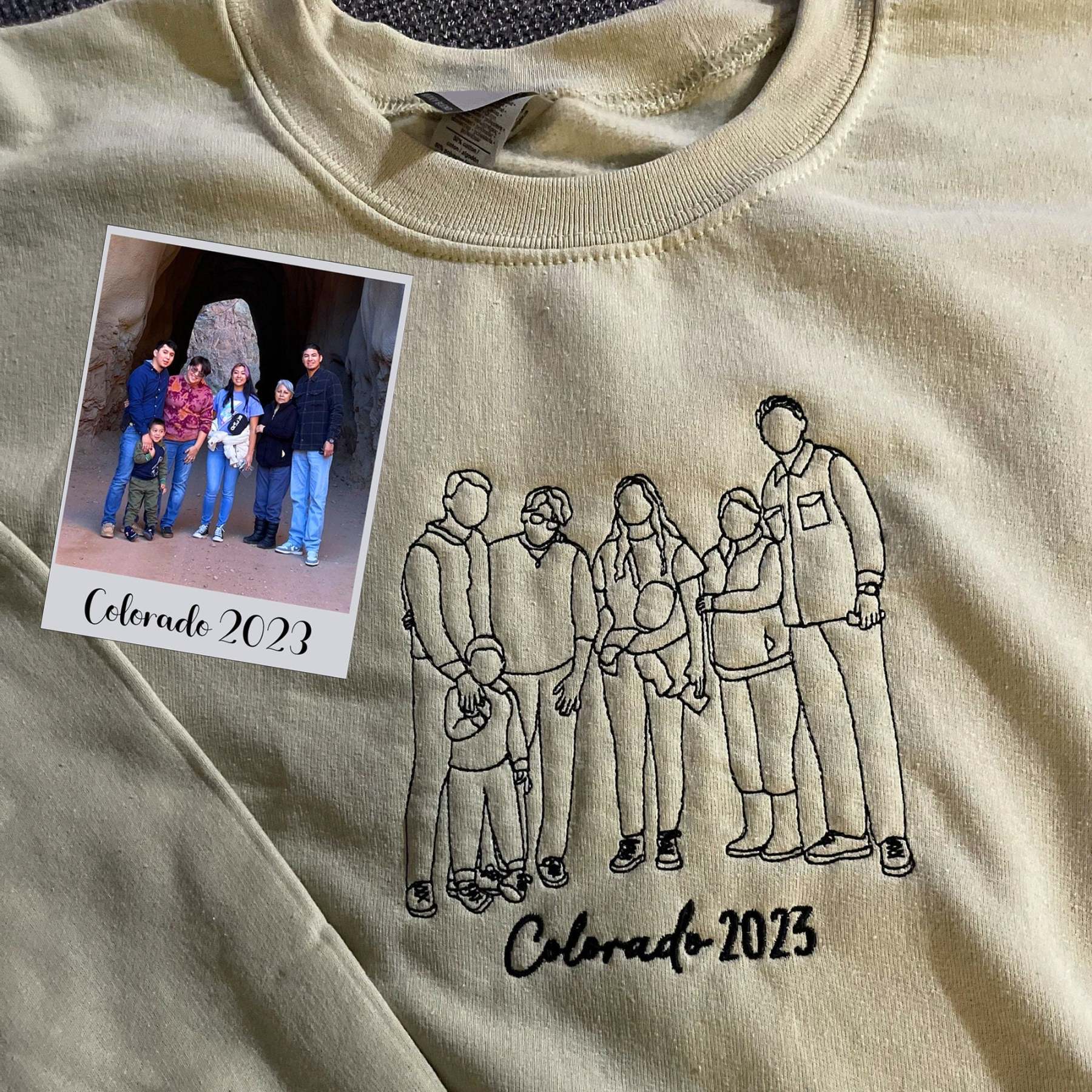 Custom Valentine's Day Couple Embroidered Portrait Photo Sweatshirt | Couple Anniversary Gift