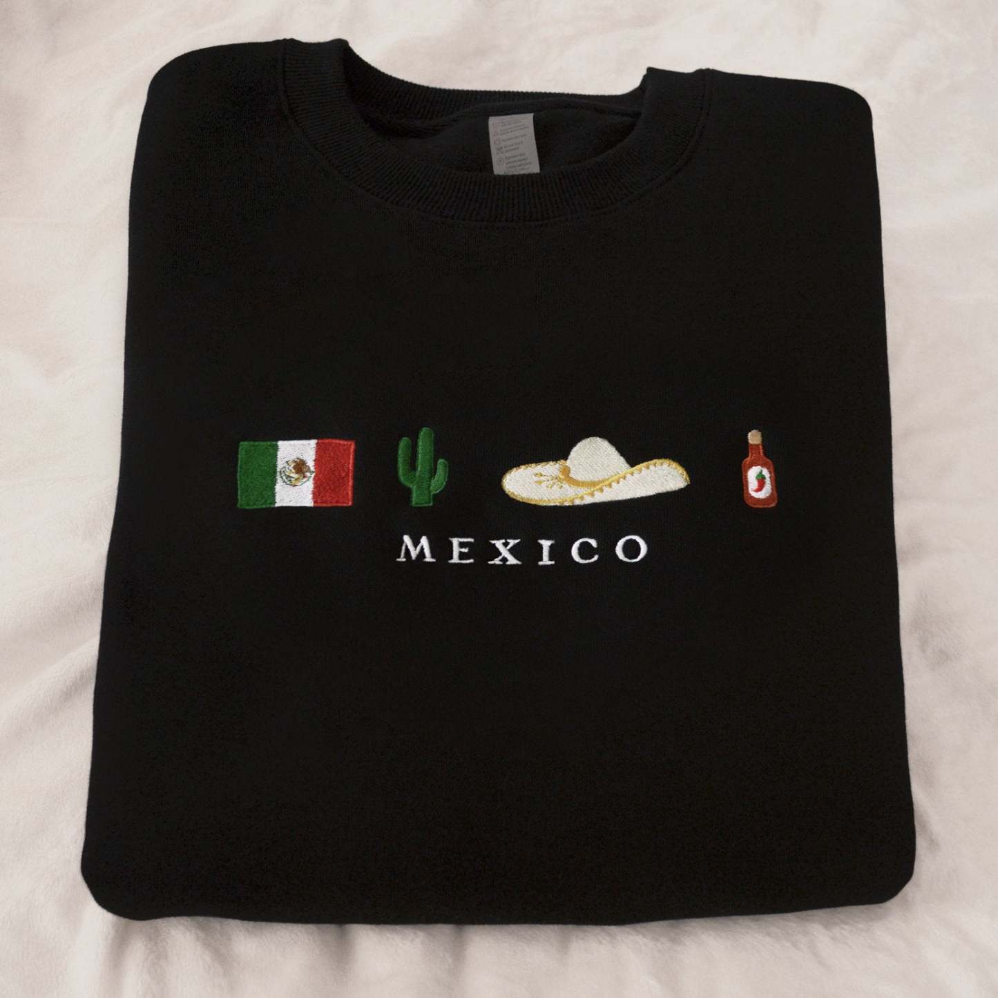 Mexico Embroidered Sweatshirt Crewneck, Flag, Sombrero Mariachi, Hot Chili Pepper, Cactus, Cinco de Mayo, Dia De Los Muertos-ilovevango