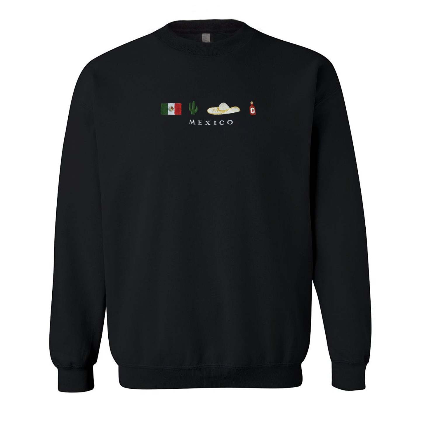 Mexico Embroidered Sweatshirt Crewneck, Flag, Sombrero Mariachi, Hot Chili Pepper, Cactus, Cinco de Mayo, Dia De Los Muertos-ilovevango