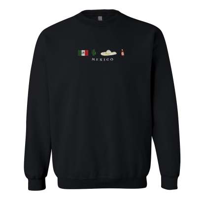 Mexico Embroidered Sweatshirt Crewneck, Flag, Sombrero Mariachi, Hot Chili Pepper, Cactus, Cinco de Mayo, Dia De Los Muertos-ilovevango
