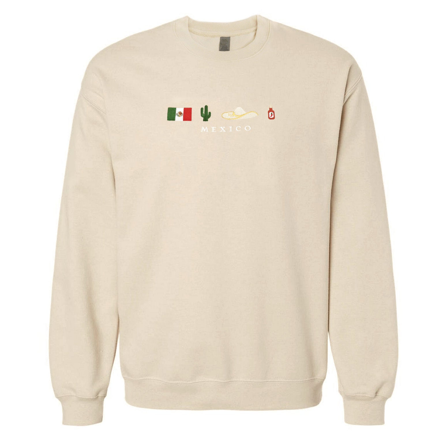 Mexico Embroidered Sweatshirt Crewneck, Flag, Sombrero Mariachi, Hot Chili Pepper, Cactus, Cinco de Mayo, Dia De Los Muertos-ilovevango