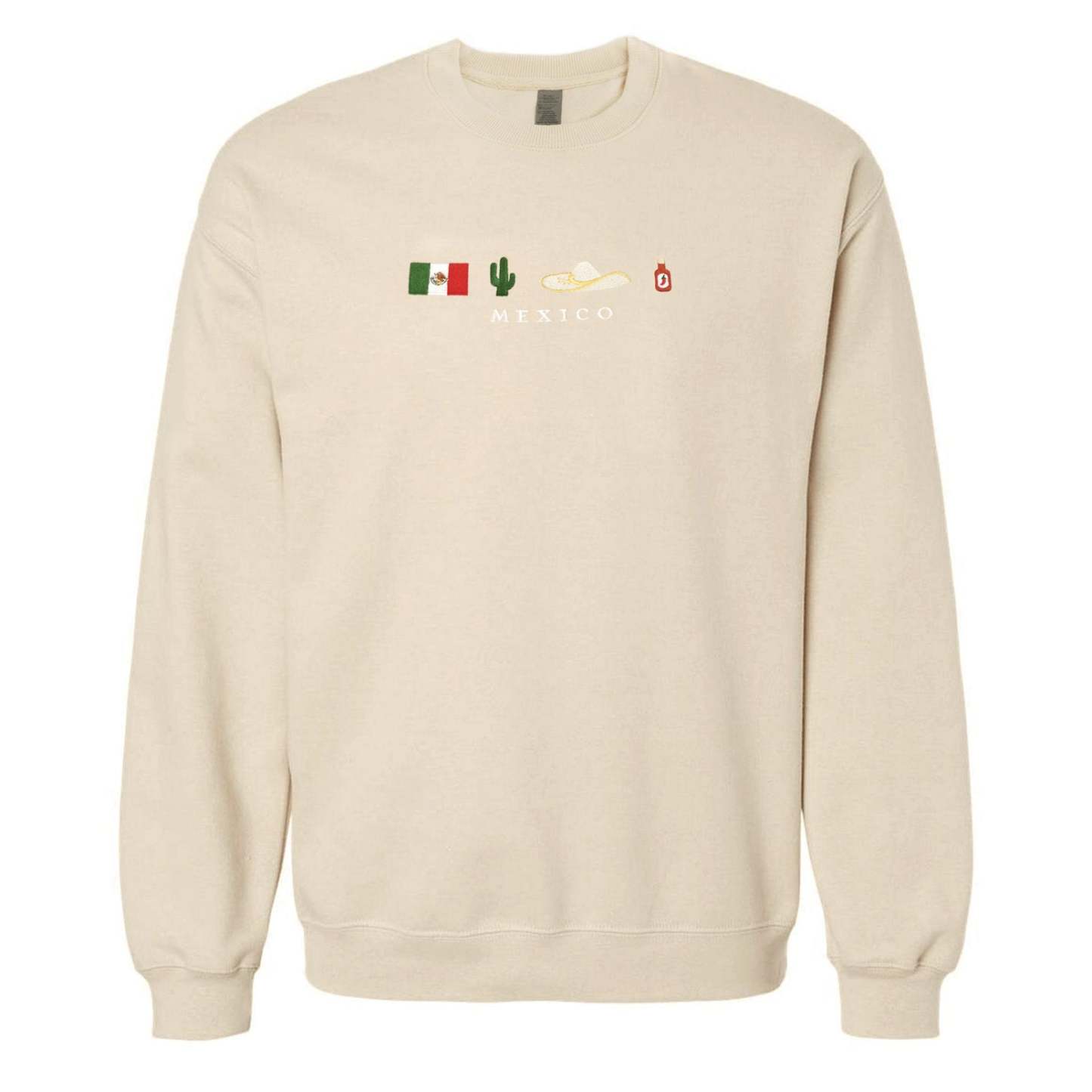 Mexico Embroidered Sweatshirt Crewneck, Flag, Sombrero Mariachi, Hot Chili Pepper, Cactus, Cinco de Mayo, Dia De Los Muertos-ilovevango