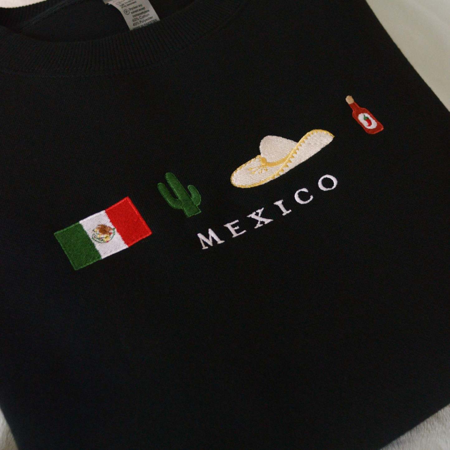 Mexico Embroidered Sweatshirt Crewneck, Flag, Sombrero Mariachi, Hot Chili Pepper, Cactus, Cinco de Mayo, Dia De Los Muertos-ilovevango