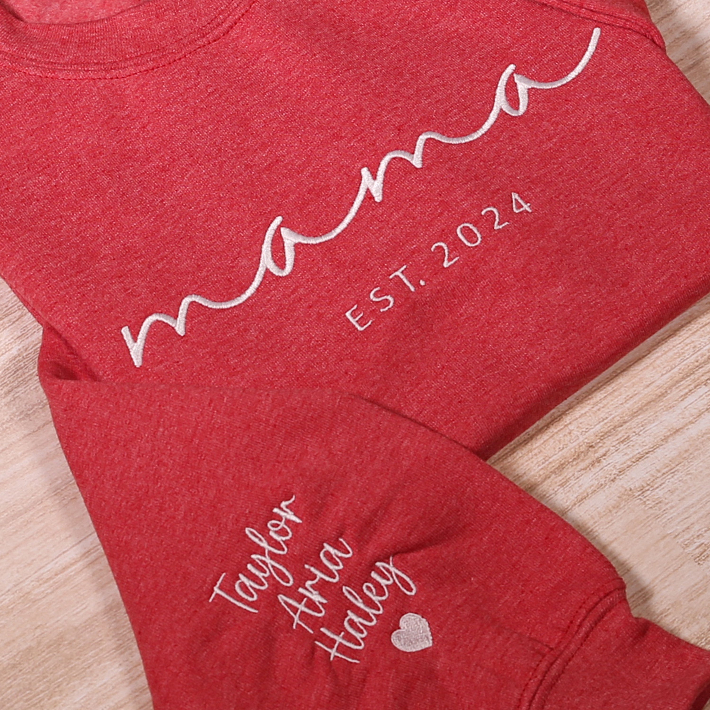 Custom Mama Embroidered Sweatshirt Personalized Mom Hoodie With Kids Names Sleeve Pregnancy Reveal Outfit  Mothers Day Gift-ilovevango