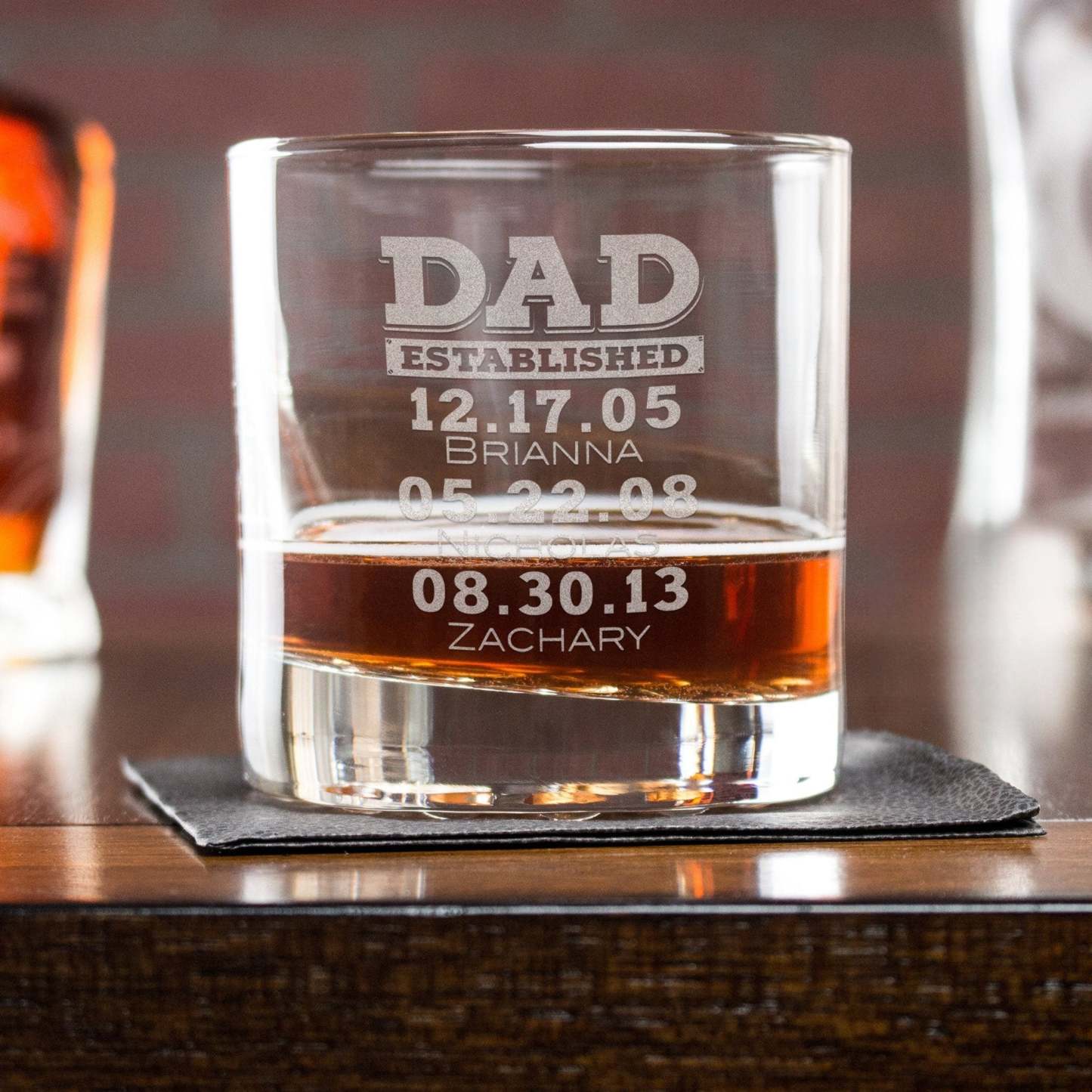 Custom Whiskey Glass For Dad - Personalize With Up To 6 Names, Etched Whiskey Glass For Grandpa Or Dad, Unique Gift For Dad-ilovevango