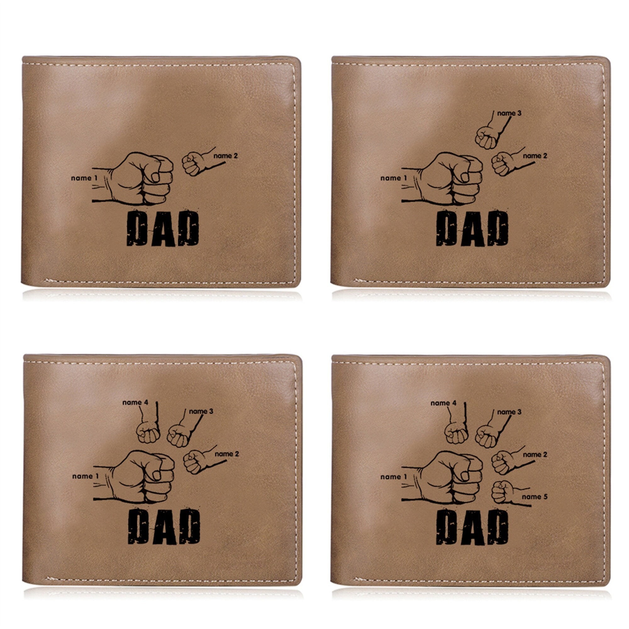 Dad and Kids Name Fist Photo Wallet for Men Personalized Custom Picture PU Leather Wallet For Husband,Father,Anniversary Gift for Him-ilovevango