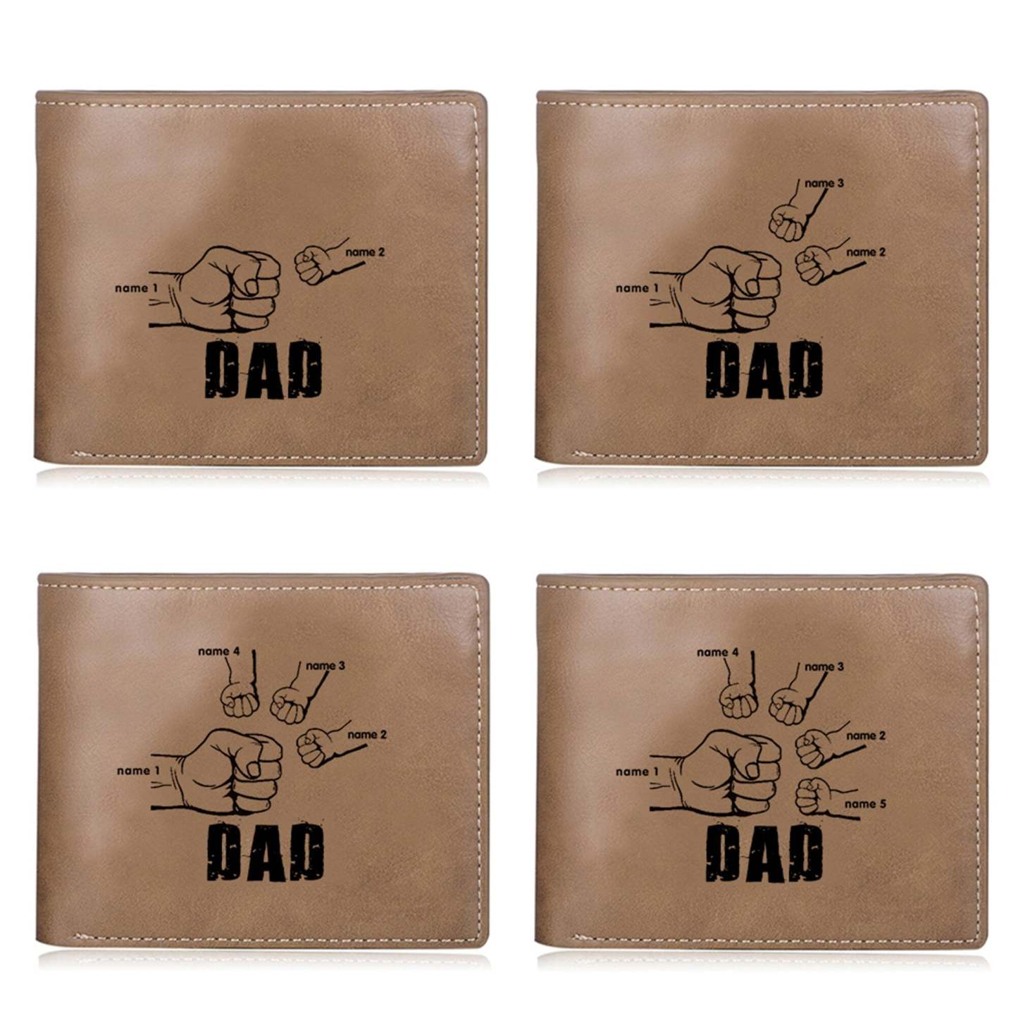 Dad and Kids Name Fist Photo Wallet for Men Personalized Custom Picture PU Leather Wallet For Husband,Father,Anniversary Gift for Him-ilovevango