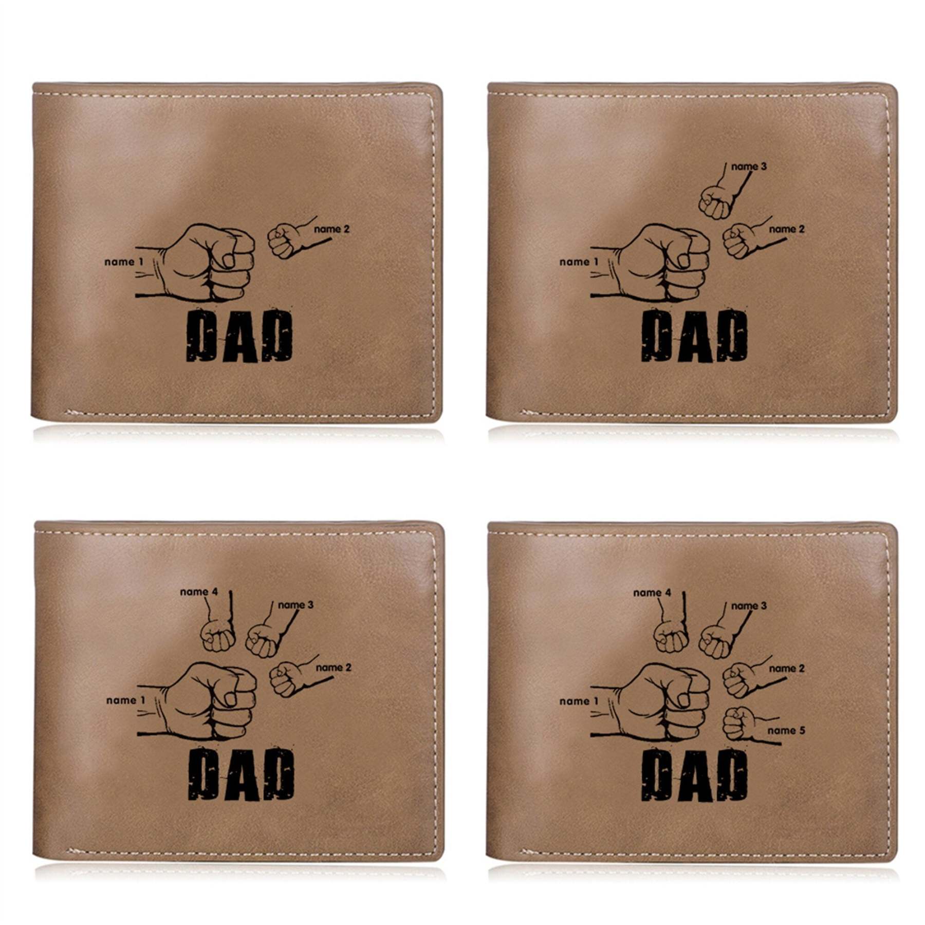 Dad and Kids Name Fist Photo Wallet for Men Personalized Custom Picture PU Leather Wallet For Husband,Father,Anniversary Gift for Him-ilovevango
