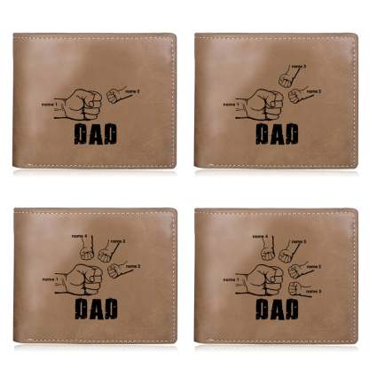Dad and Kids Name Fist Photo Wallet for Men Personalized Custom Picture PU Leather Wallet For Husband,Father,Anniversary Gift for Him-ilovevango