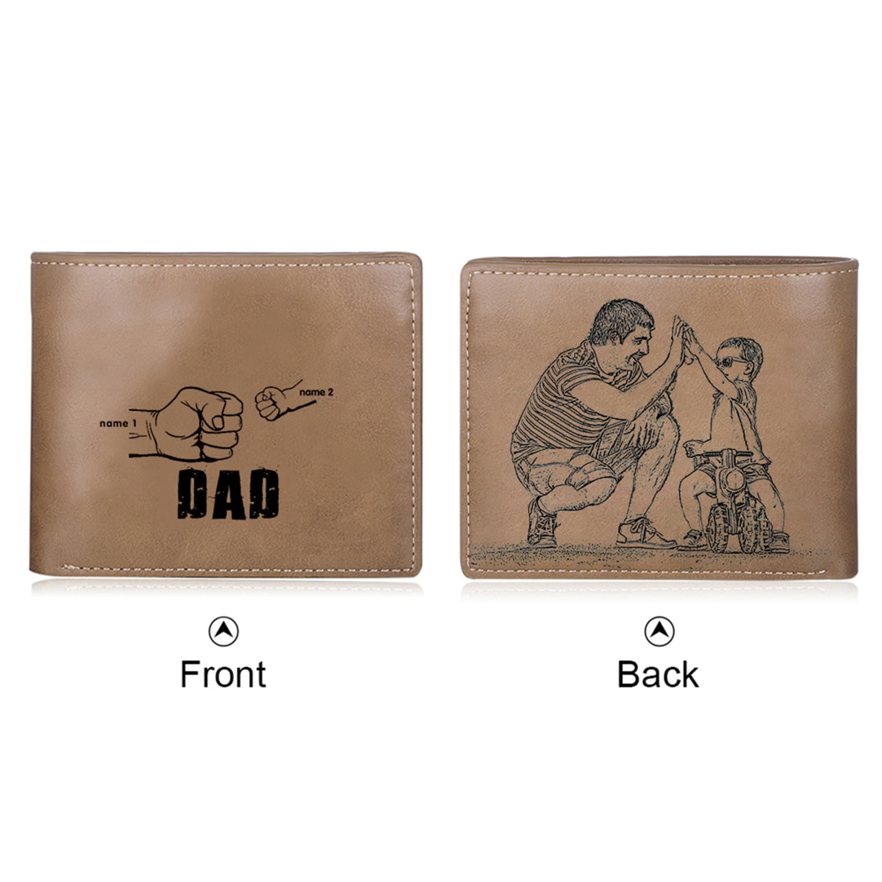 Dad and Kids Name Fist Photo Wallet for Men Personalized Custom Picture PU Leather Wallet For Husband,Father,Anniversary Gift for Him-ilovevango