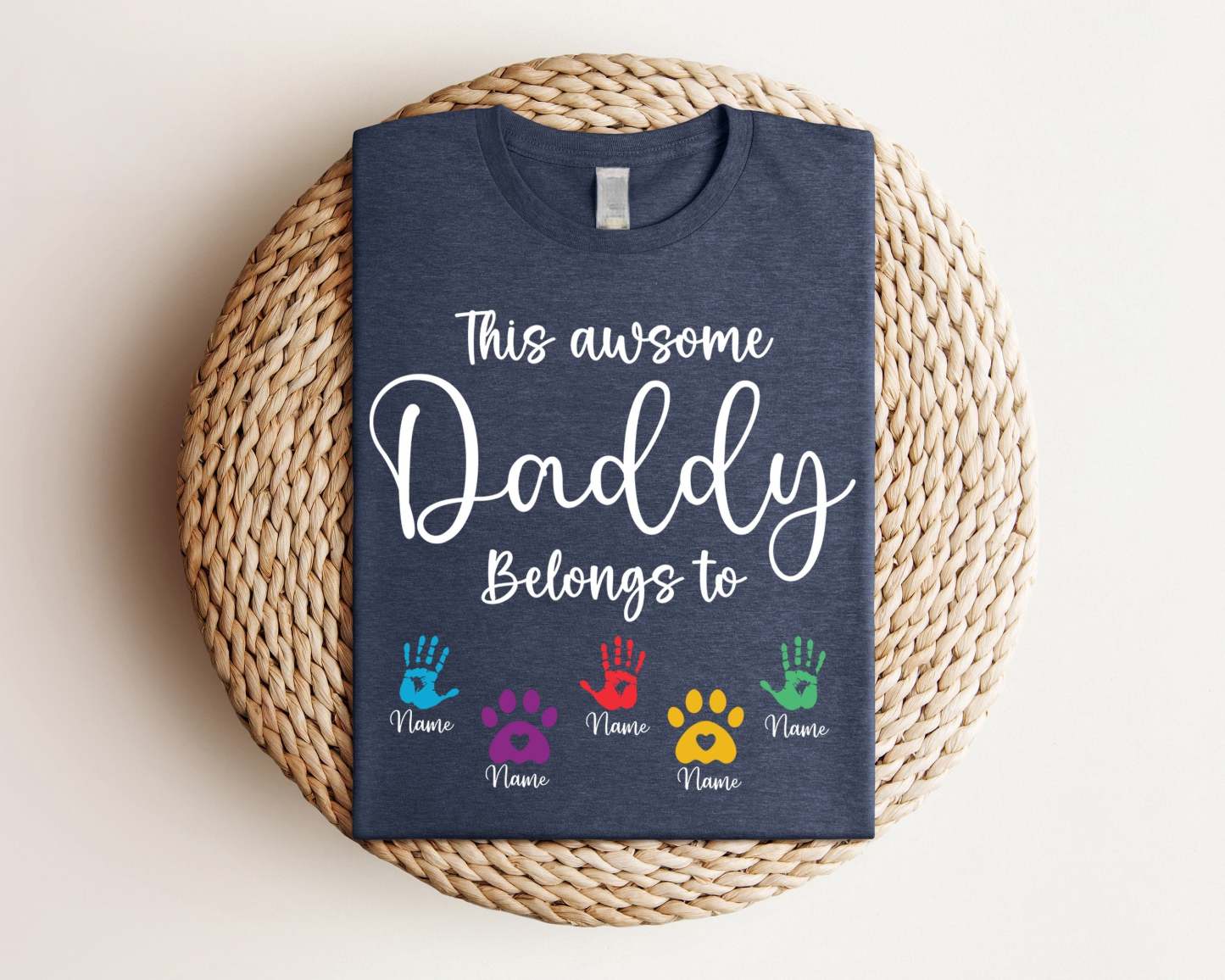 This Awesome Daddy Belongs to Shirt, Personalized Dad Shirt, Custom Dad Shirt, Fathers Day Gifts From Kids, Customized Dad Gifts-ilovevango
